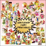 508 Flower Fairies Printables: Printable Bookmarks, Printable Stickers, Printable Cupcake Toppers, Printable Collage Sheets