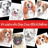 183 Watercolor Dogs Cross Stitch Patterns: On A USB Stick