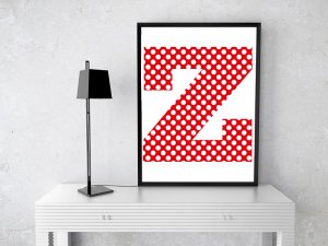 5 Polka Dotted Digital & Printable Alphabets: Black, Red and White, Red and Blue, Red and Black, Purple and Gold