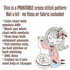Art Deco Ladies #2 Cross Stitch Pattern: Printable Woman PDF Art Deco Pattern, 2 Kinds Of PDF Charts, Instant Download