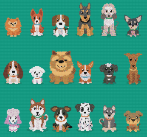 60 Dogs Cross Stitch Pattern: Mini Dogs Printable PDF Patterns, Instant Download