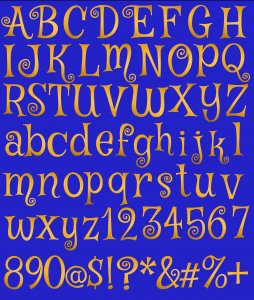 Gorgeous Copper Foil Alphabet, 73 Letters, Numbers and Symbols: Instant Download