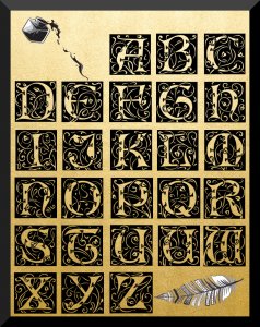 Beautiful Vine Covered Monogram Digital & Printable Alphabet: PNG Format, 300 dpi Resolution