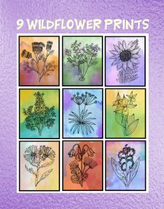 Beautiful Watercolor Wildflower Art Print #1: 8" x 10" Glossy Print