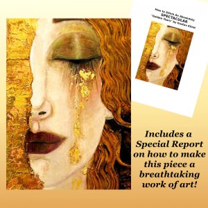 "Golden Tears" Cross Stitch Pattern: Gustav Klimt, Printable PDF Pattern, 2 Kinds Of PDF Charts, Instant Download