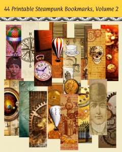 Steampunk Collection: 189 Printable Bookmarks, Printable Gift Tags, Digital Papers & Printable Steampunk Stamps