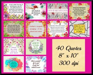 40 Gratitude Printable Quotes Collection: 8" x 10" Digital Downloads
