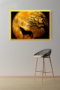 Wolf Cross Stitch Pattern: Printable Wolf Howling At The Moon, 2 Kinds Of PDF Charts, Instant Download